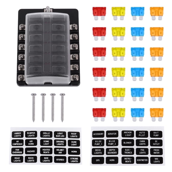 Nishuna Practical Car Plastic Fuse Box 12 Ways Flame Retardant Fuse Holder Fuse Block