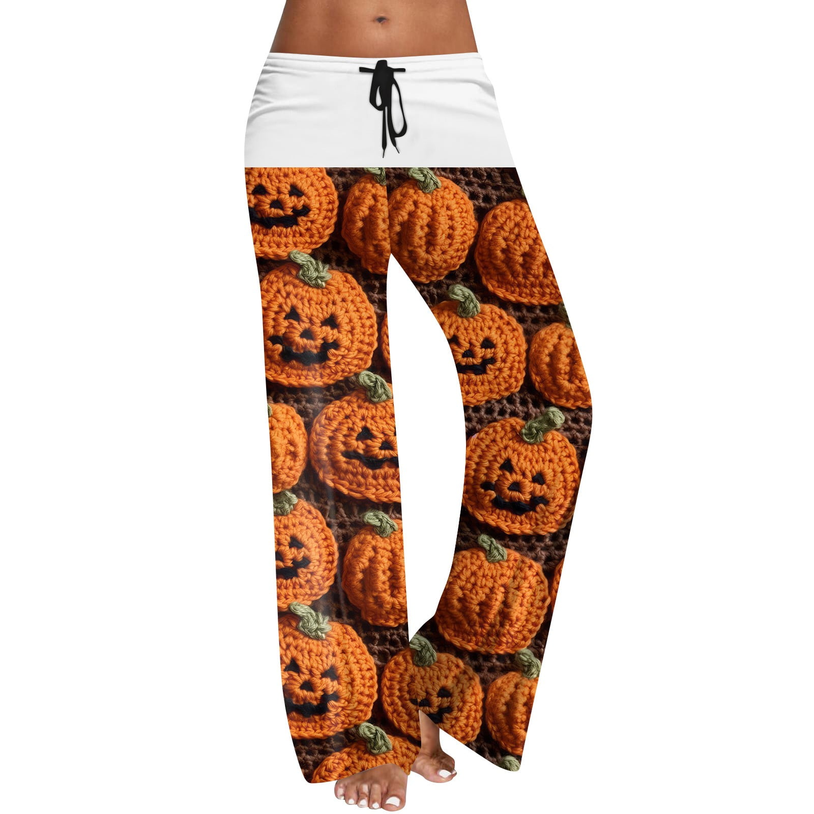 Nisorays Halloween Pajama Pants Women Pumpkin Face Graphic Elastic High