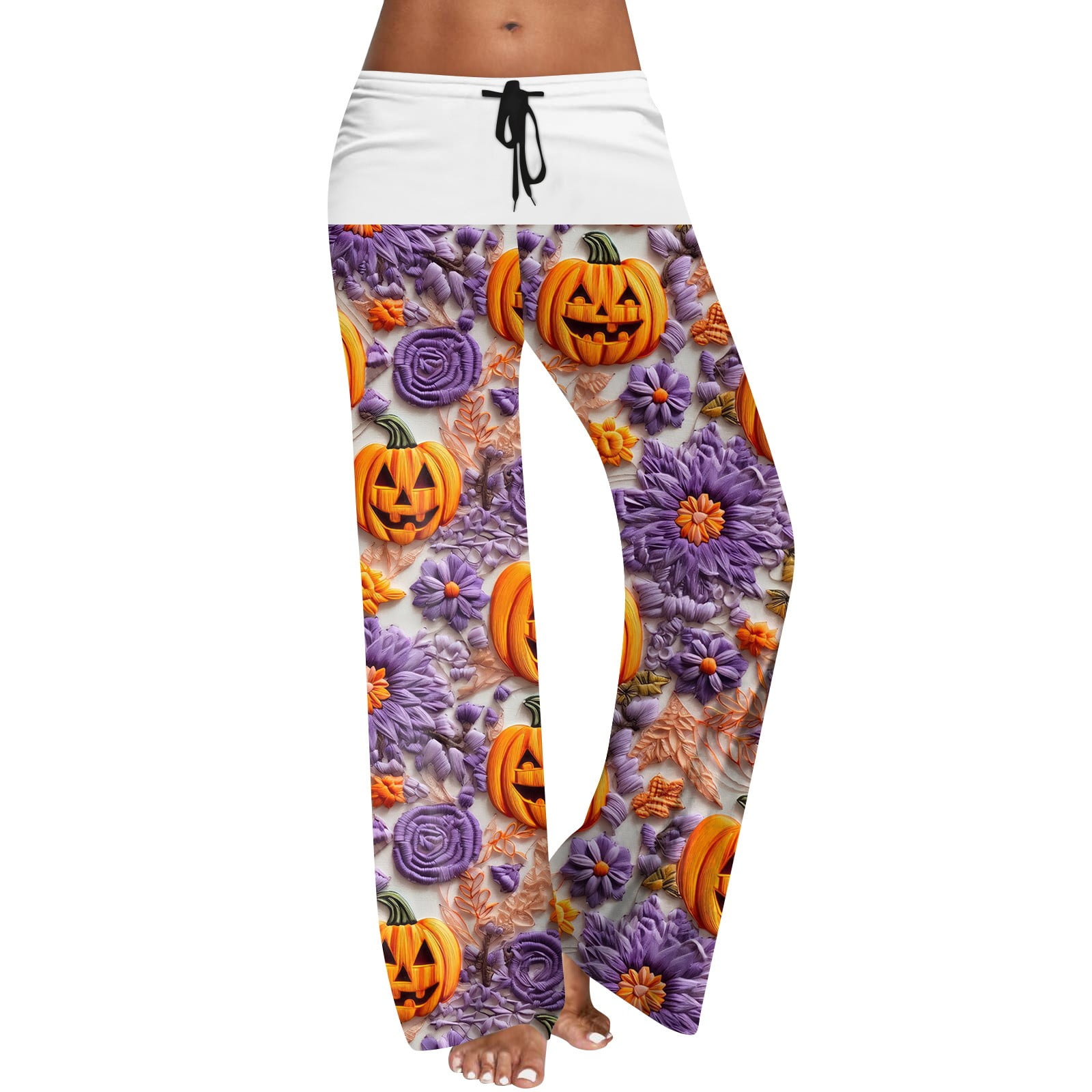Nisorays Halloween Pajama Pants Women Pumpkin Face Graphic Elastic High