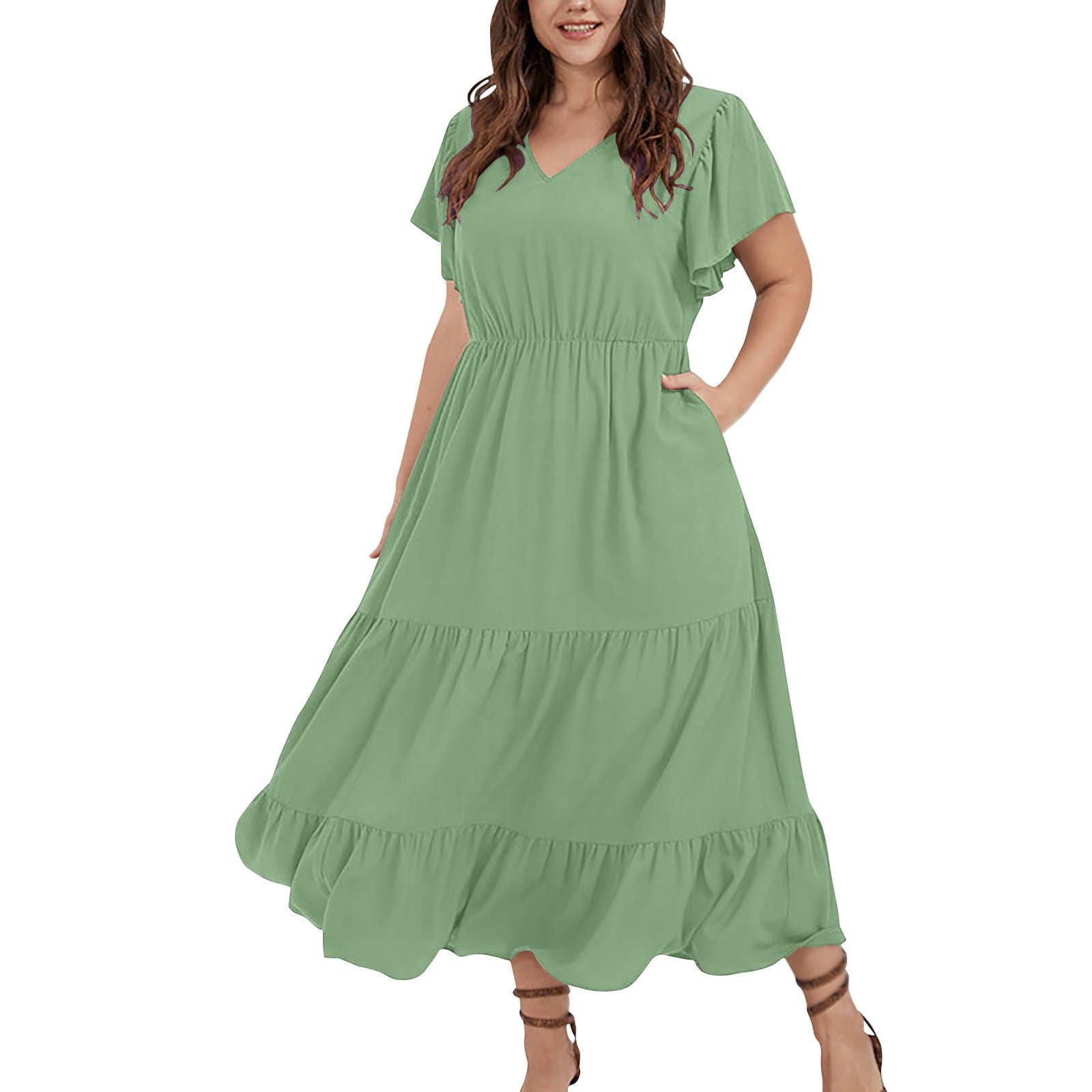chinese dress ladies Empire-Waist Plus-Size Long Prom Dress 7493C Emerald / 16