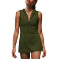 thumbnail image 1 of Nisorays Women Athletic Tennis Dress Sleeveless Half Zip Hooded Workout Mini Dress Solid Short Dress Green L, 1 of 7