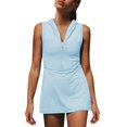 thumbnail image 1 of Nisorays Women Athletic Tennis Dress Sleeveless Half Zip Hooded Workout Mini Dress Solid Short Dress Light Blue 2XL, 1 of 7