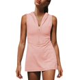 thumbnail image 1 of Nisorays Women Athletic Tennis Dress Sleeveless Half Zip Hooded Workout Mini Dress Solid Short Dress Pink 2XL, 1 of 7