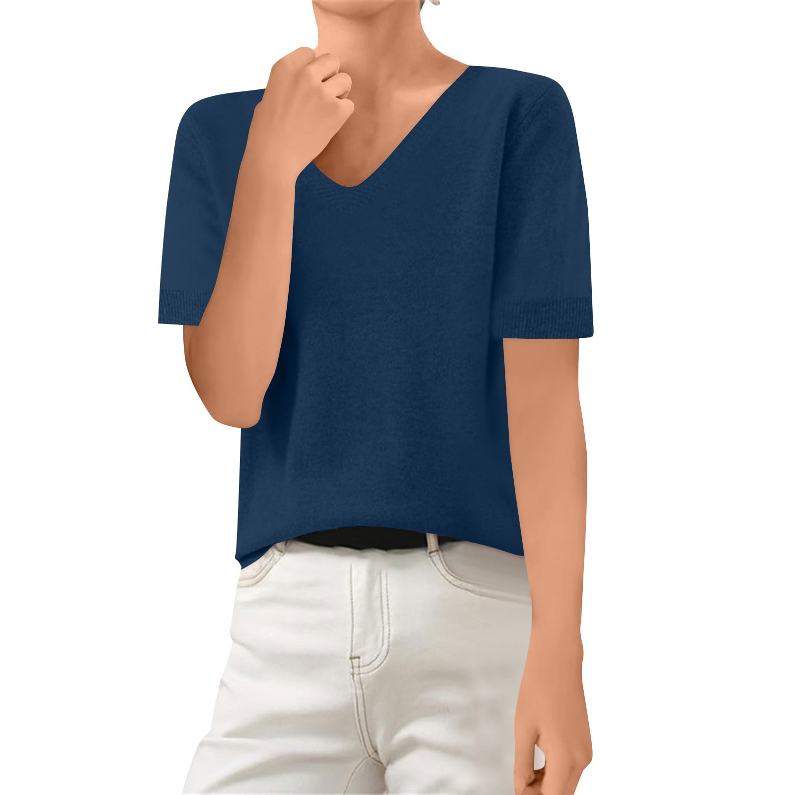 Women's Basic Short Sleeve Crop Top - Stretchy, Slim Fit, Round Neck, For Layering Or Casual Wear