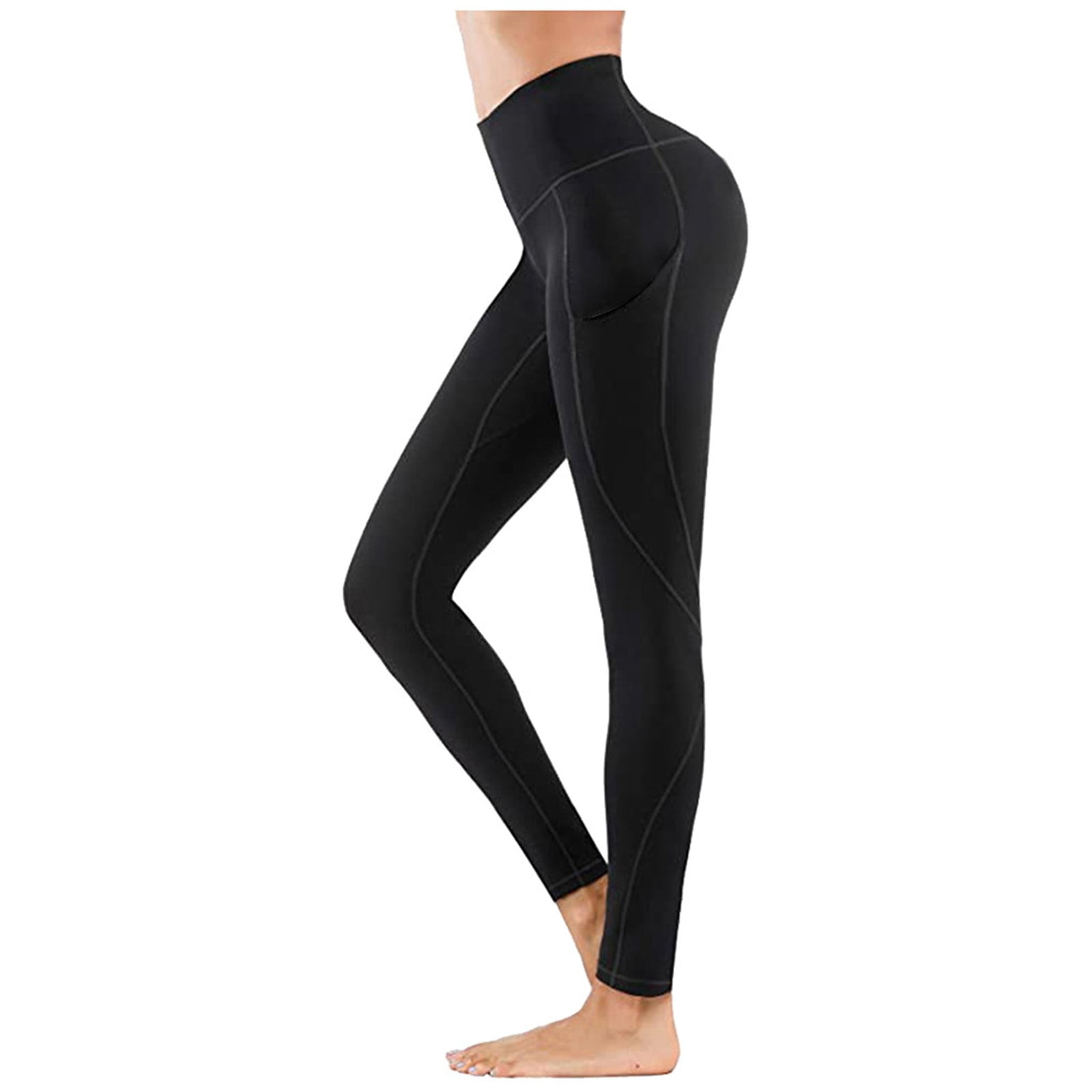 Nisorays Women s Yoga Pants with Pockets Leggings with Pockets High Waist Tummy Control Non See Through Workout Pants Black M Walmart