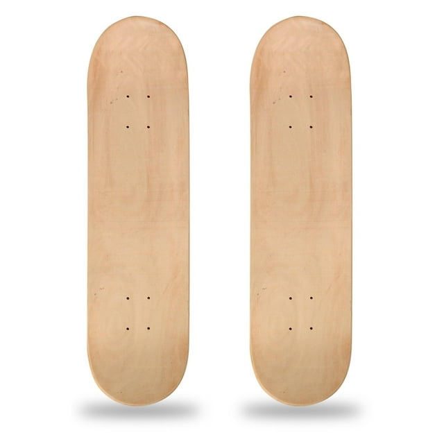 Nisorpa 2 Pcs Blank Skateboard Deck, Natural 7Layer Maple Double Tail