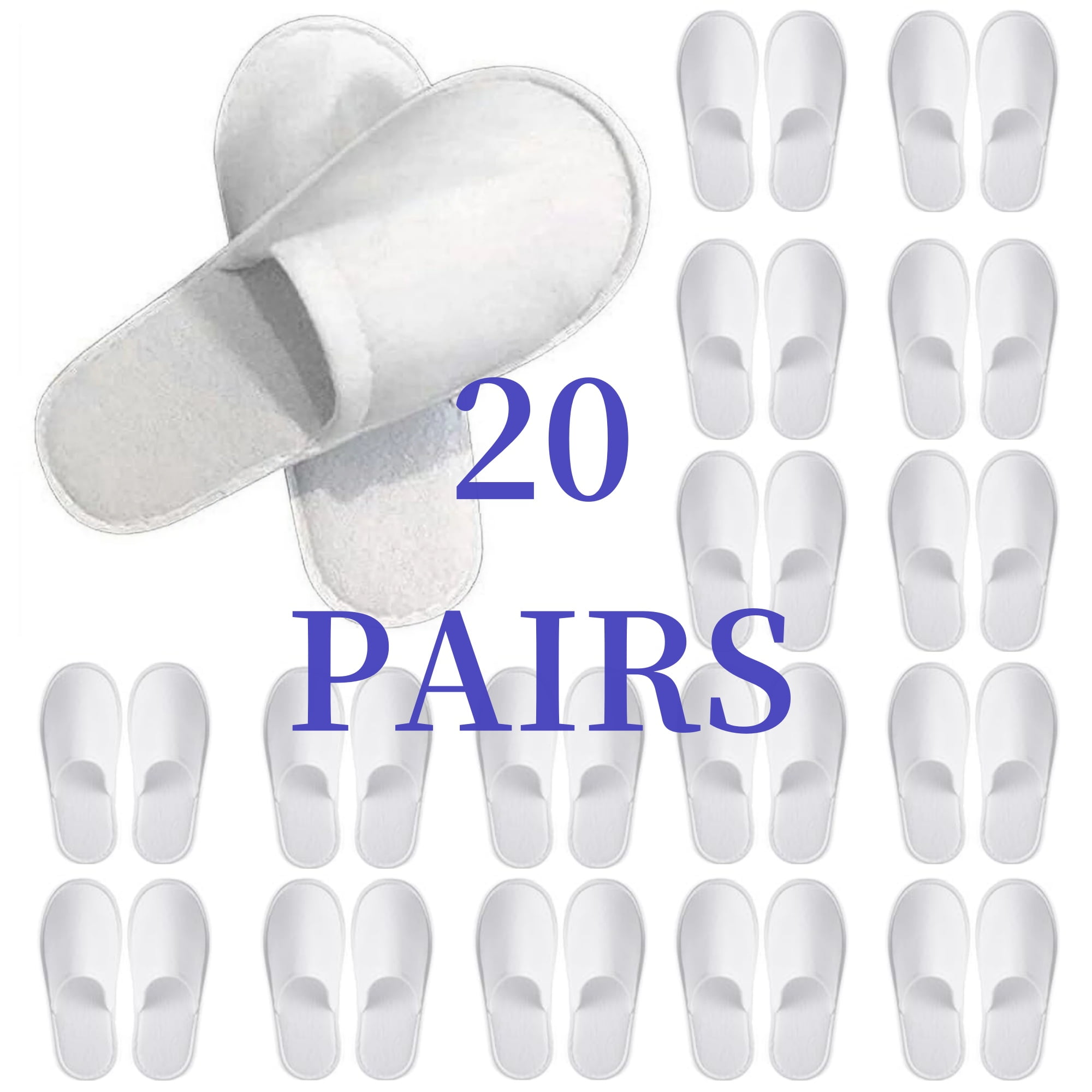 Qunbio 20 Pairs Non Slip Disposable Slippers Bulk for Hotel Airbnb Spa Wedding Home Guests Fits Most Men Women White Closed Toe Walmart Business Supplies