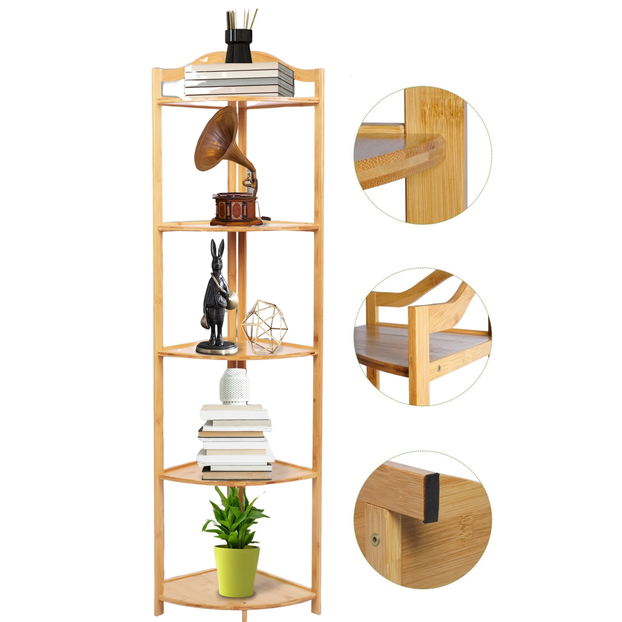 Bamboo corner shelf unit discount