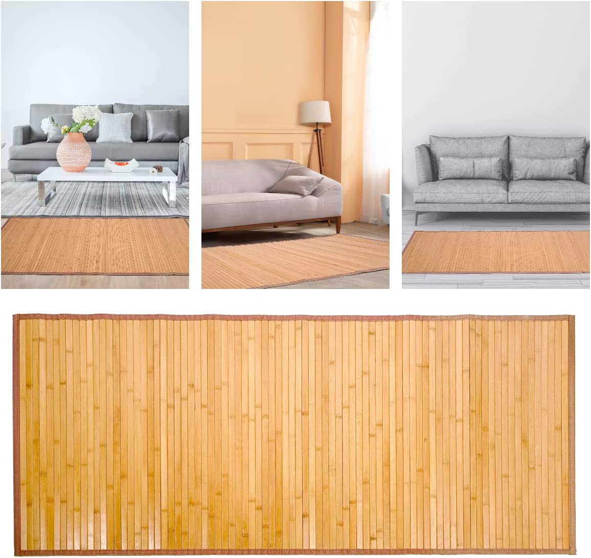 iDesign Formbu Bamboo Bath Mat, 48" x 24", Mocha Brown