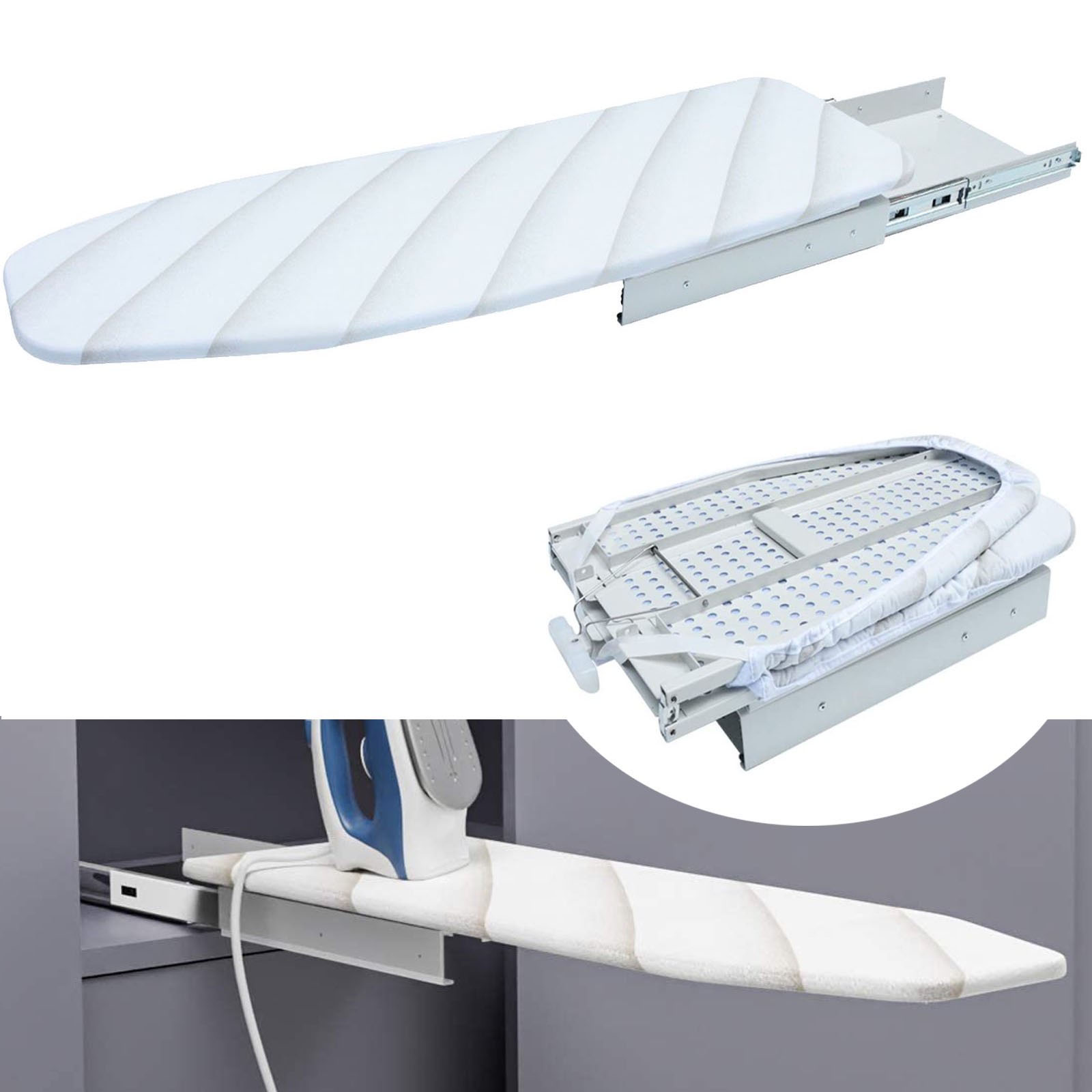 MONIPA Silver Grey Retractable Ironing Board Closet PullOut Stow Away