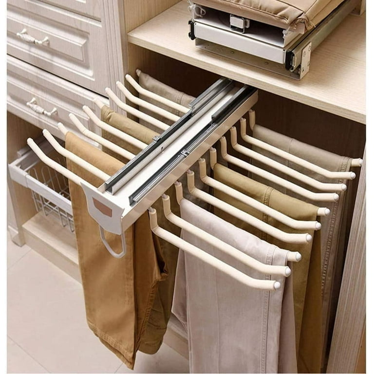 Qunbio Pull Out Pants Rack 22 Arms Extendable Trousers Hangers for Closet Space Saving
