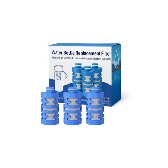 Nispira Activated Carbon Water Filter Replacement Compatible with Philips GoZero Fitness Water Bottle, 3 Pcs