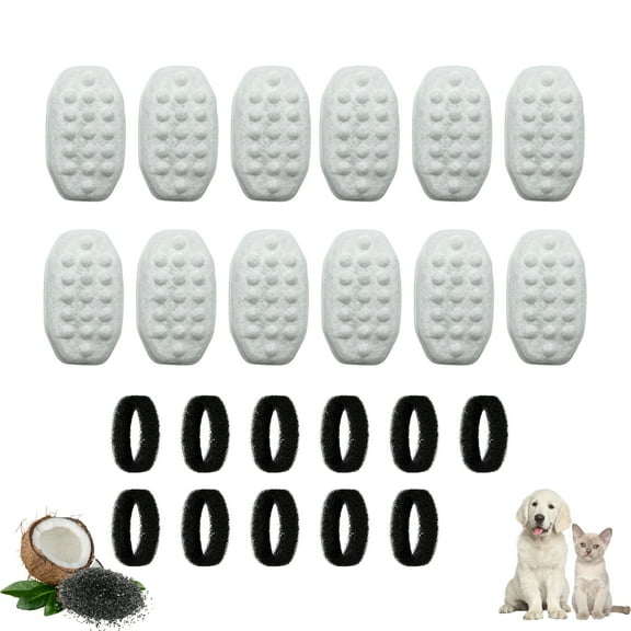 Nispira Cat Water Fountain Filter Replacement Filters for Rellaty and Neareal 108oz/3.2 Automatic Pet Water Fountain, 12 Packs