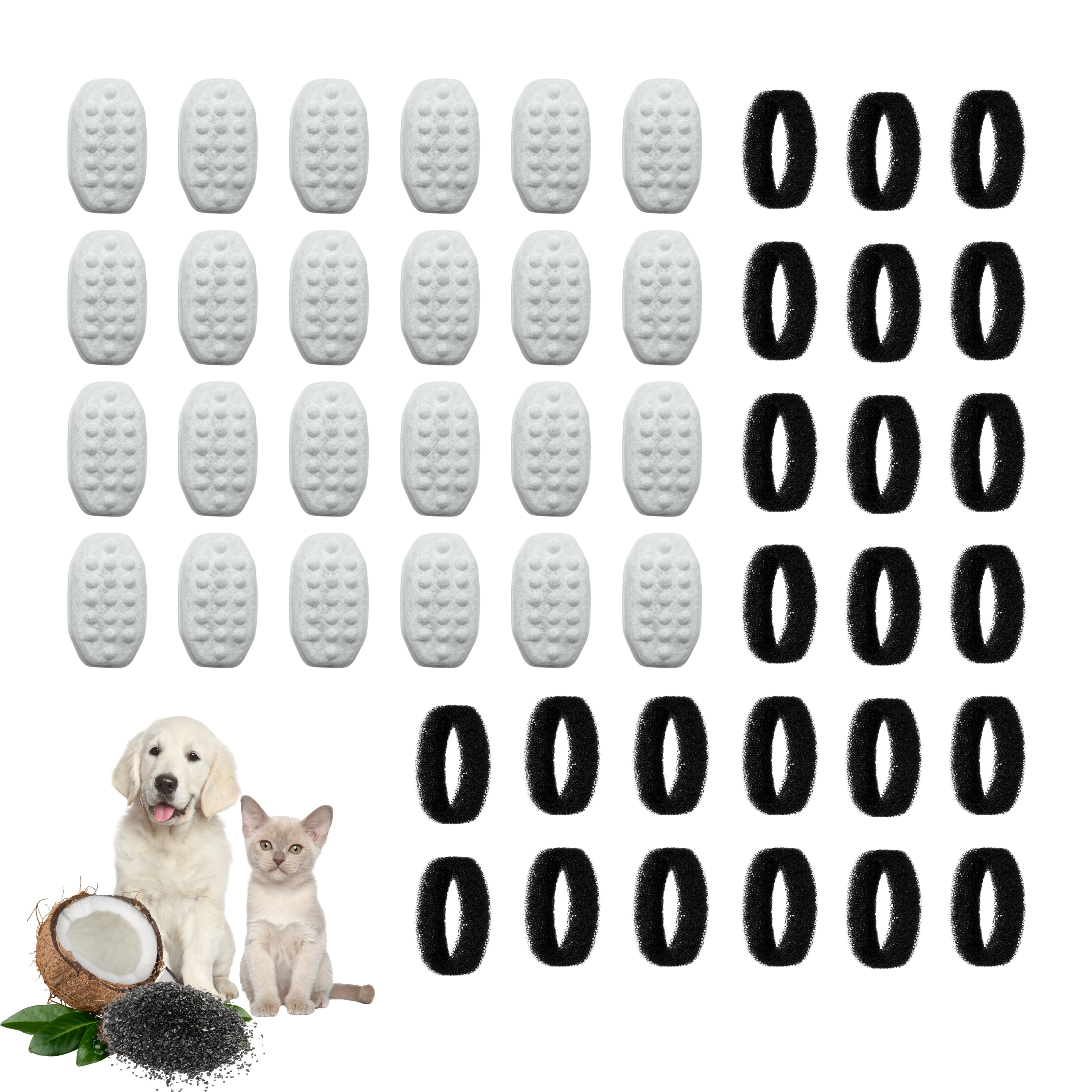Nispira Cat Water Fountain Filter Replacement Filters for Rellaty and Neareal 108oz/3.2 Automatic Pet Water Fountain, 24 Packs