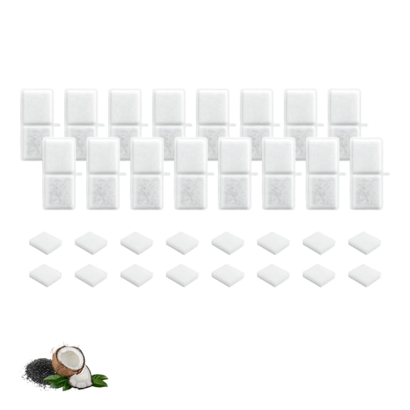 Nispira Cat Water Fountain Filters Compatible with Kastty Battery Operated 108oz/3.2L Pet Fountain, Activated Carbon Replacement Filters, 16 Pack