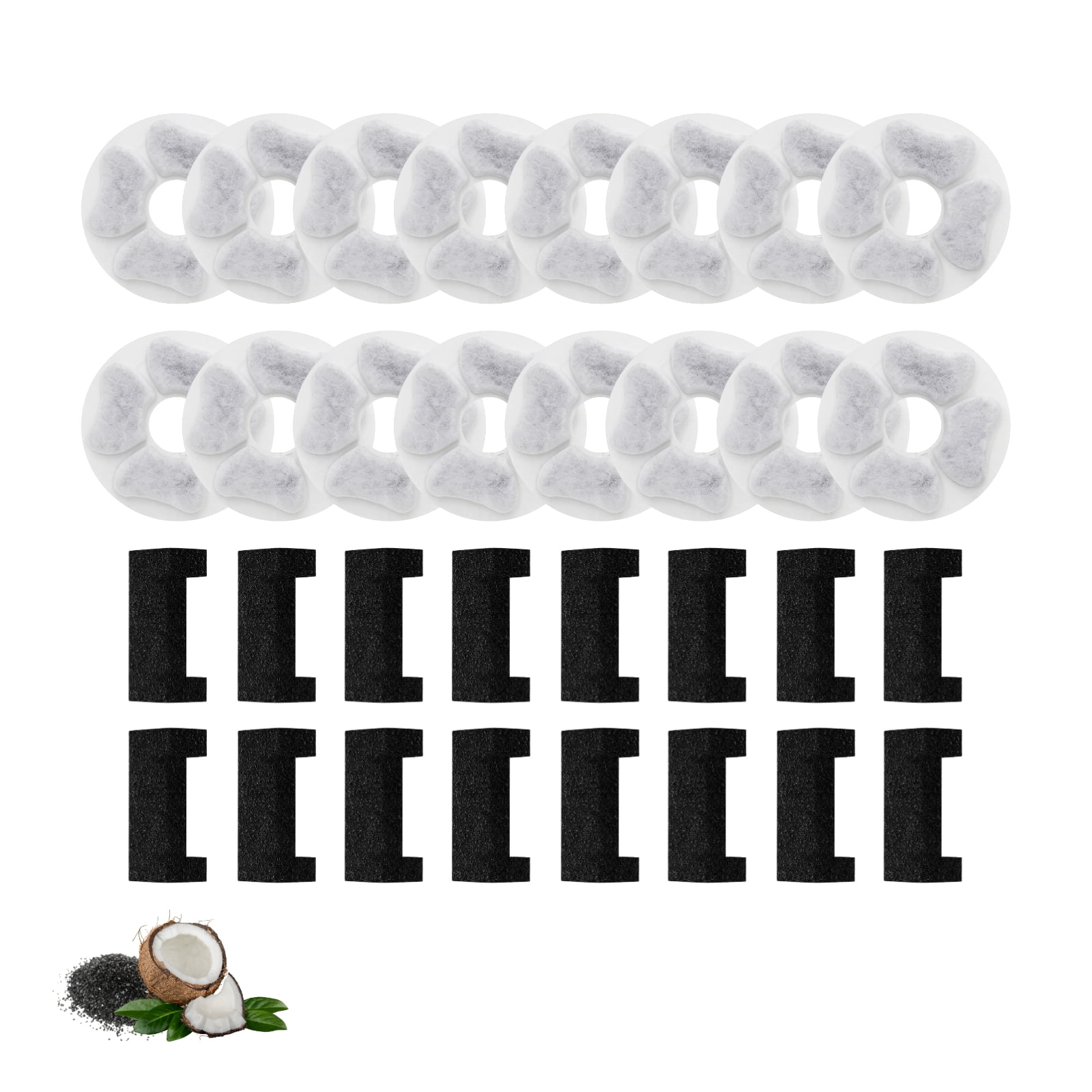 Nispira Cat Water Fountain Replacement Filters with Activated Carbon, Compatible with DEEIPET 74oz/135oz Models, 16 Pack