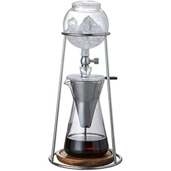 Nispira Iced Coffee Cold Brew Drip Coffee Maker Stainless Steal, 400mL, Borosilicate Glass