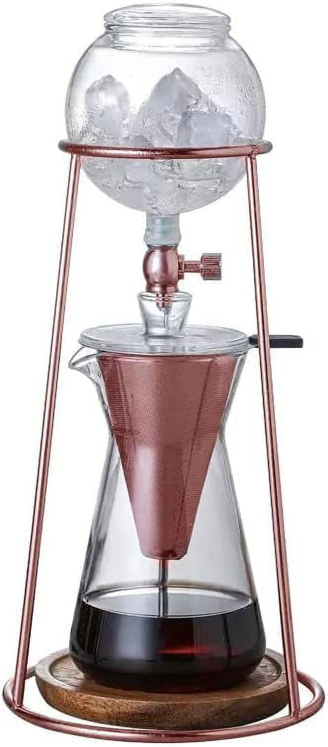 Rose Gold Stainless Steel Cold Brew Coffee Maker with Borosilicate Glass 400mL