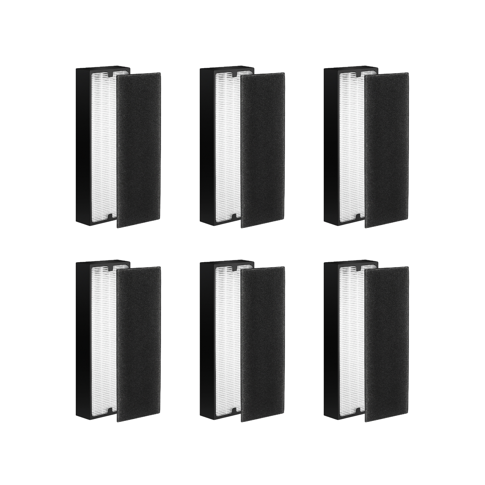 Nispira Particle/Carbon HEPA Filter Set For Blueair Sense+ Sense Air Purifier | Removes Smoke, Chemical VOCs, Odor, Pet Dander | 6 Sets