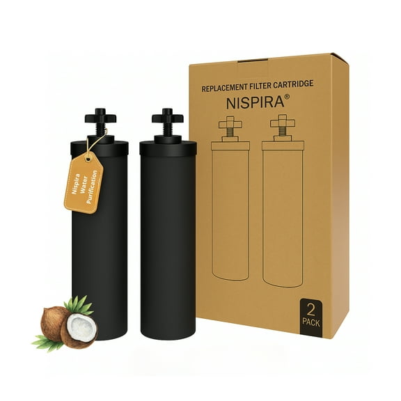 Nispira Premium Water Filter Black Element Cartridge Compatible with Berkey Countertop Water Purification System. Compared to Part BB9. 2 Filters