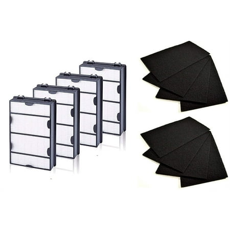 Nispira HAPF600 True HEPA (4) + Carbon Pre Filter Replacement (8) Compatible with Holmes HAPF600D HAPF600D-U2 Filter B