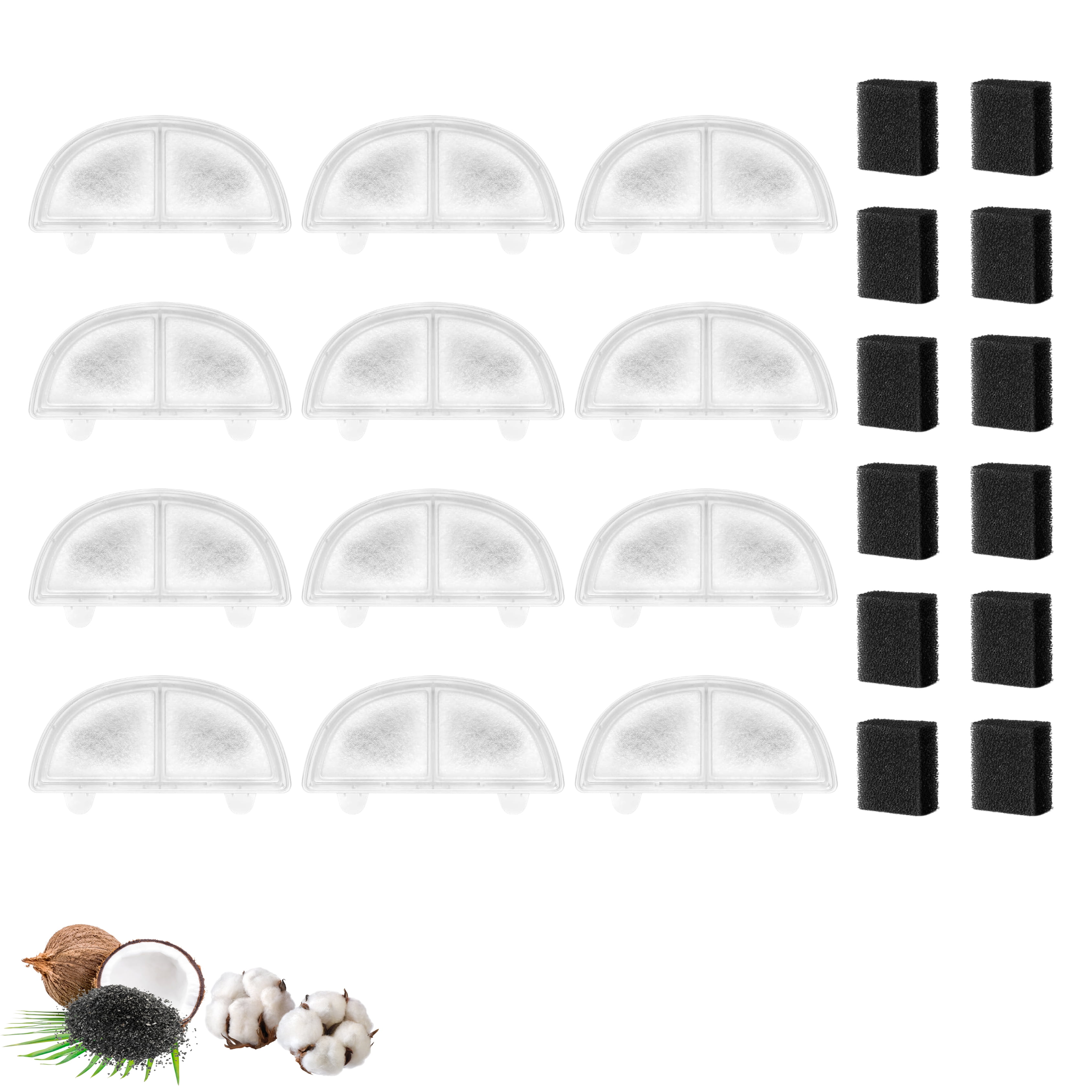 Nispira WF20/CF20 Cat Water Fountain Filters Replacement for HomeRunPet Water Fountain Dispenser 68oz/2L Wireless Pumps Black Sponge, 12 Packs