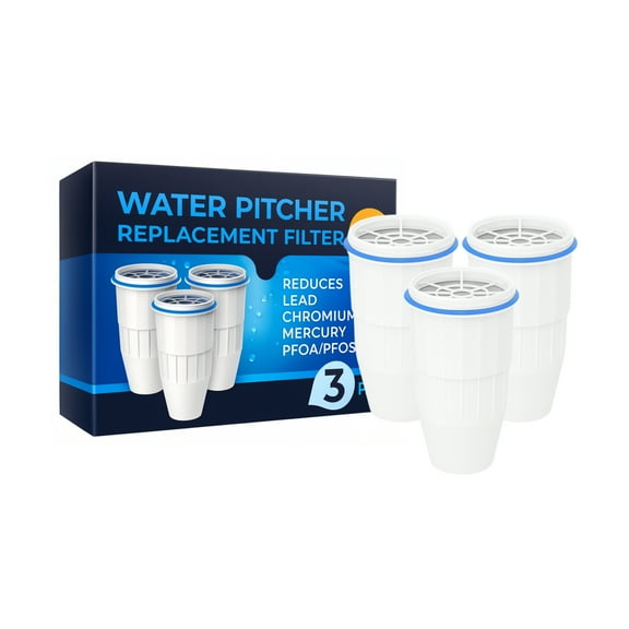 Nispira Water Filter Replacement Compatible with ZeroWater Pitchers and Dispensers ZR-001, ZR-004, ZR-017, ZP010, 5-Stage Filtration System, 3 Pack