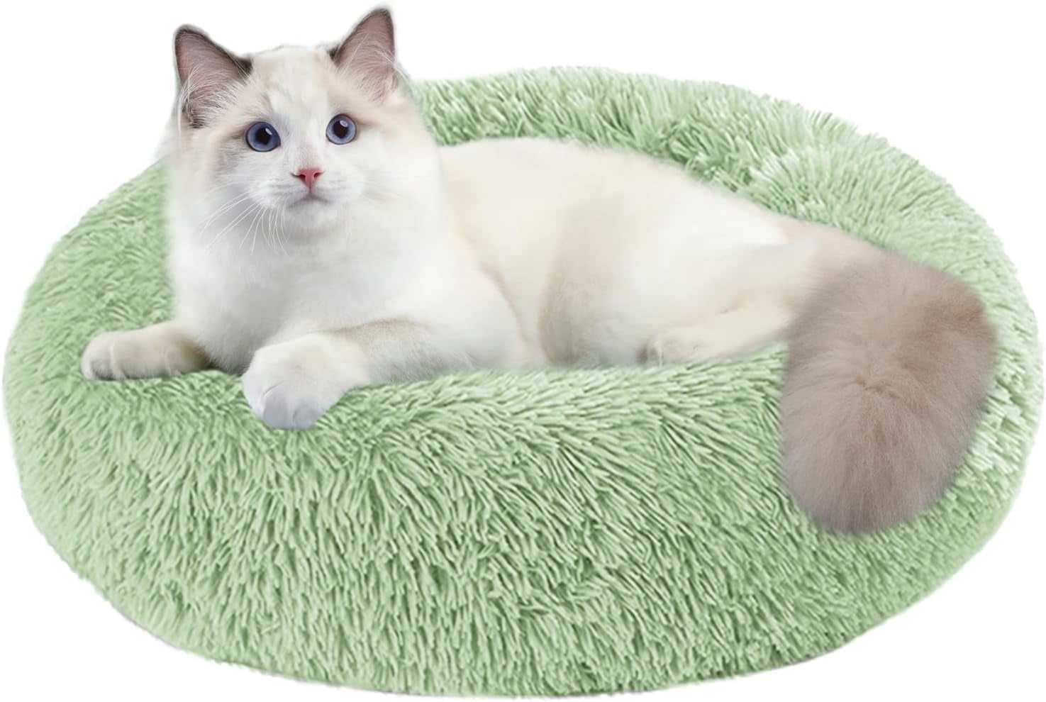 Nisrada Anti-Anxiety, Warming Calming Donut Bed for Cats, Green