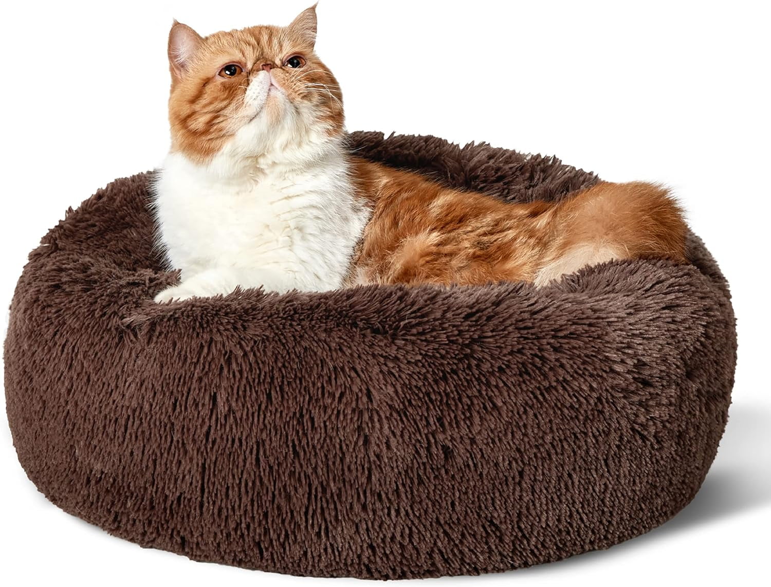 Nisrada Calming Donut Dog Bed AntiAnxiety, Self Warming, Cozy Soft Plush Round Pet Bed, Ideal
