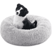 Nisrada Calming Donut Dog Bed Anti-Anxiety, Self Warming, Cozy Soft Plush Round Fluffy Pet Bed Indoor, Ideal for Both Home & Travel, 20"L x 20"W x 8"H