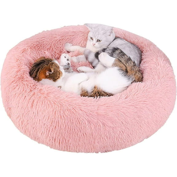 Nisrada Calming Donut Dog Bed Anti-Anxiety, Self Warming, Cozy Soft Plush Round Pet Bed, Ideal for Both Home & Travel, 20"L x 20"W x 8"H