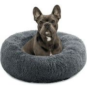 Nisrada Calming Donut Dog Bed Anti-Anxiety, Self Warming, Cozy Soft Plush Round Pet Bed, Ideal for Both Home & Travel, 20"L x 20"W x 8"H