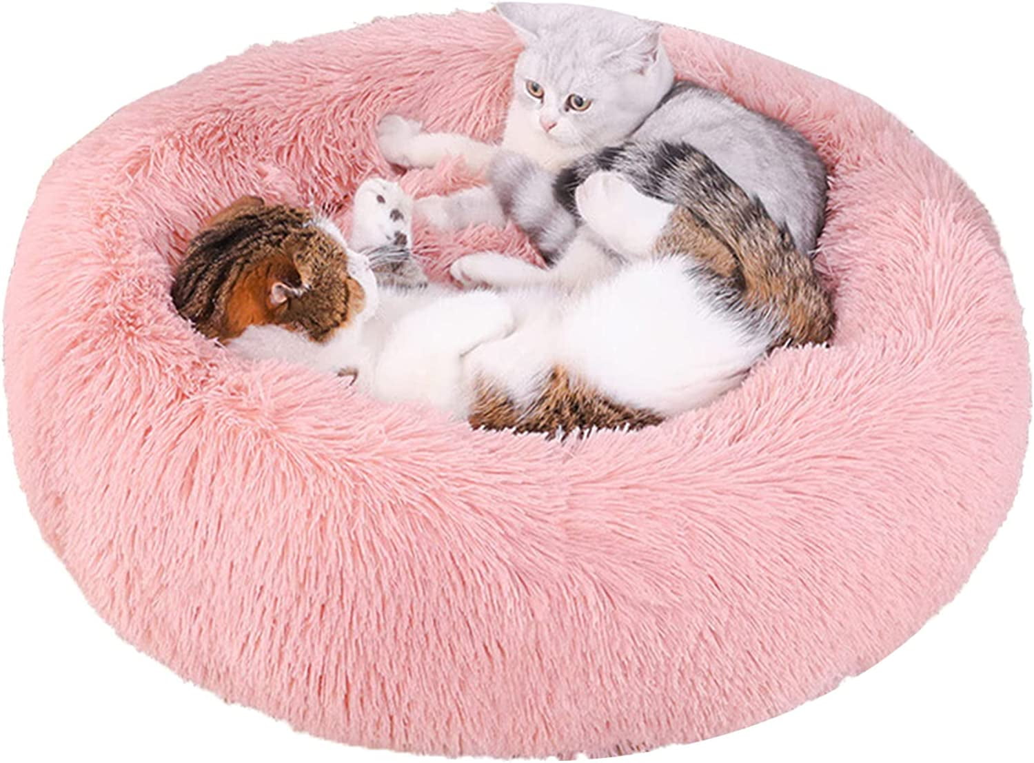 Nisrada Calming Donut Dog Bed AntiAnxiety, Self Warming, Cozy Soft Plush Round Pet Bed, Ideal
