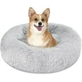 Nisrada Calming Donut Dog Bed AntiAnxiety, Self Warming, Cozy Soft Plush Round Pet Bed, Ideal