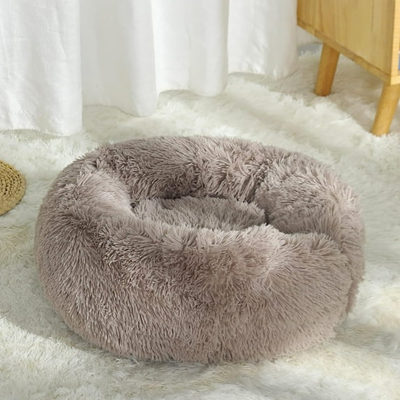Nisrada Calming Donut Dog Bed Anti-Anxiety, Self Warming, Cozy Soft Plush Round Pet Bed, Ideal for Both Home & Travel, 24"L x 24"W x 8"H