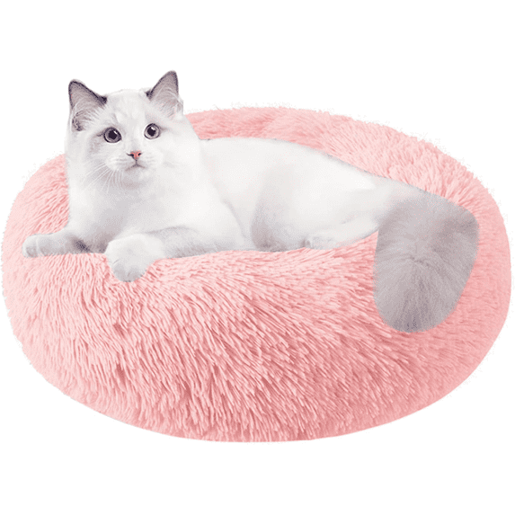 Nisrada Calming Donut Dog Bed Anti-Anxiety, Self Warming, Cozy Soft Plush Round Pet Bed Indoor, Ideal for Both Home & Travel, 24"L x 24"W x 8"H