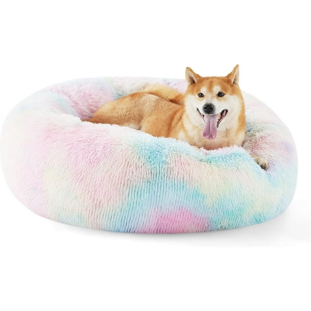 Nisrada Calming Donut Dog Bed AntiAnxiety, Self Warming, Cozy Soft