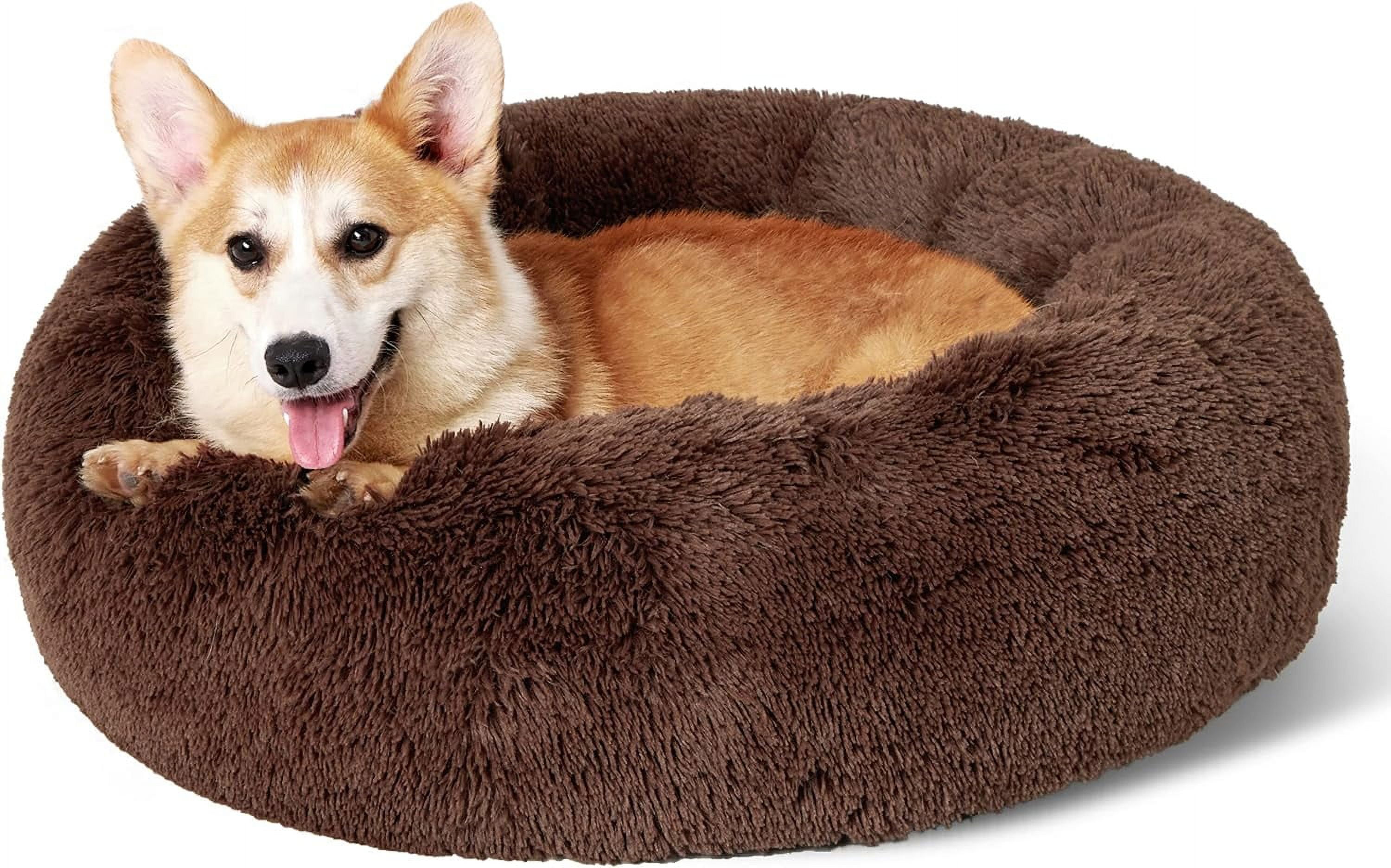 Nisrada Calming Donut Dog Bed AntiAnxiety, Self Warming, Cozy Soft