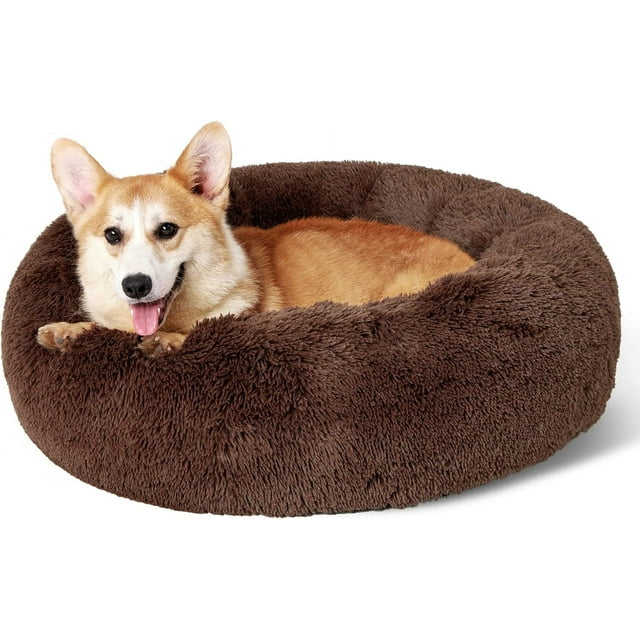"Nisrada Calming Donut Dog Bed, Self Warming, 27""Lx27""Wx8""H, Ideal for Home & Travel