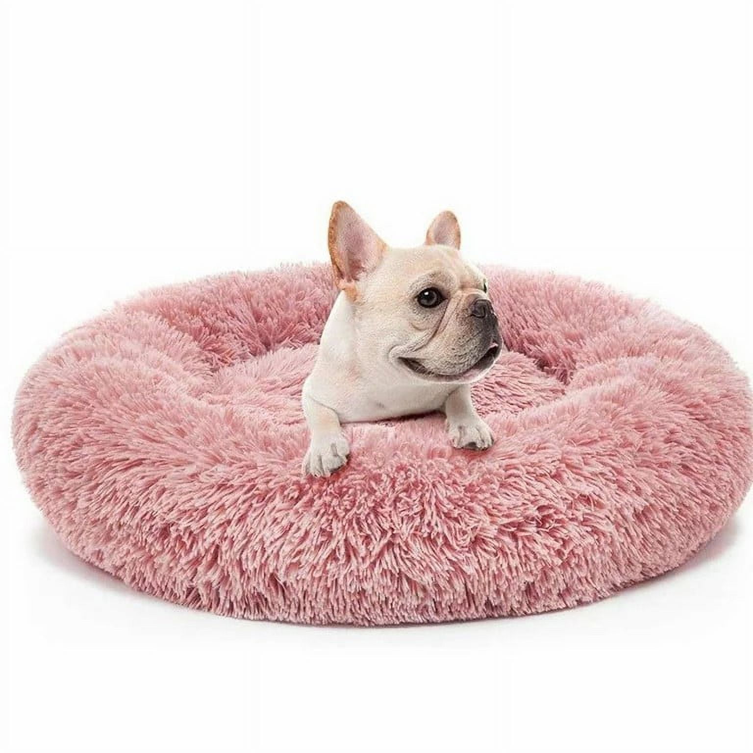 Nisrada Calming Donut Dog Bed AntiAnxiety, Self Warming, Cozy Soft Plush Round Pet Bed, Ideal