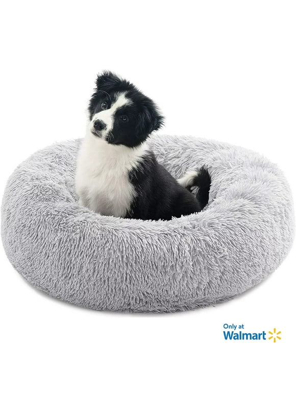 Nisrada Calming Donut Dog Bed Anti-Anxiety, Self Warming, Cozy Soft Plush Round Pet Bed, Ideal for Both Home & Travel,  8"H