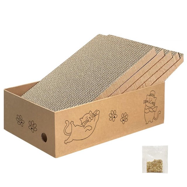 Nisrada Cat Scratcher, 5 PCS Cat Scratching Board with Box, Cat Scratcher Cardboard for Indoor
