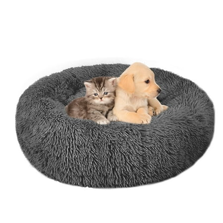 Nisrada Dog Bed & Cat Bed, Anti-Anxiety Puppy Bed Warming Cozy Round Soft Pet Bed, Machine Washable Calming Donut Bed