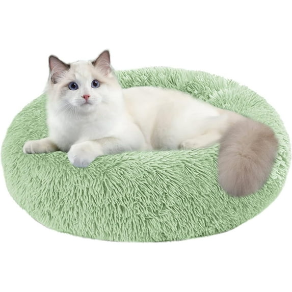 Nisrada Anti-Anxiety, Warming Calming Donut Bed for Cats, Green