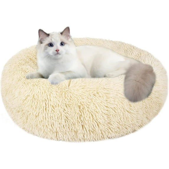 Nisrada Dog Bed & Cat Bed, Anti-Anxiety Puppy Bed Warming Cozy Round Soft Pet Bed, Machine Washable Calming Donut Bed
