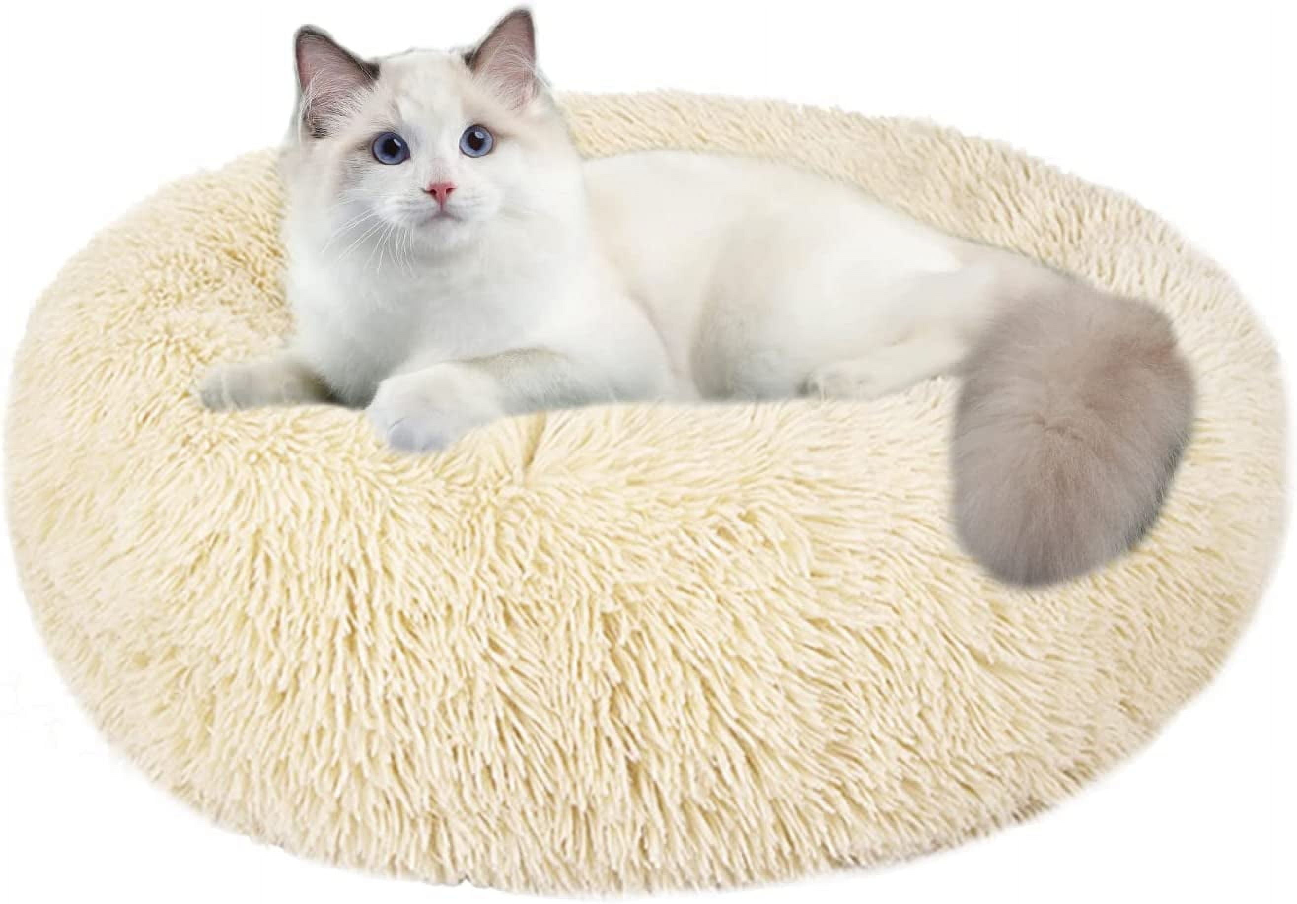 Nisrada Dog Bed & Cat Bed, Anti-Anxiety Puppy Bed Warming Cozy Round Soft Pet Bed, Machine Washable Calming Donut Bed