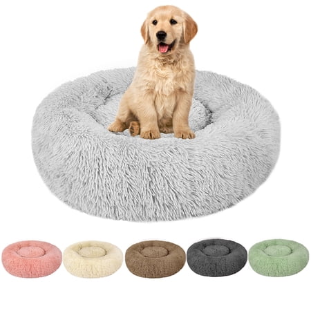 Nisrada Dog Bed & Cat Bed, Anti-Anxiety Puppy Bed Warming Cozy Round Soft Pet Bed, Machine Washable Calming Donut Bed