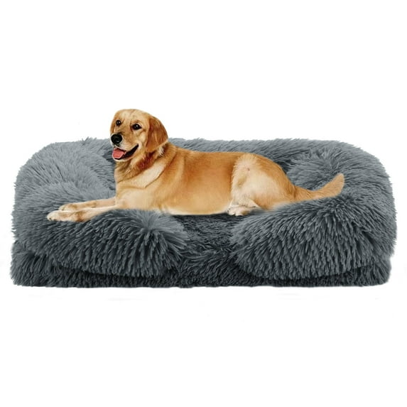 Nisrada Fluffy Plush Orthopedic foam Dog Bed & Cat Bed - Anti-Slip Pet Bed Crate Pad - Machine Washable Kennel Nest, Cozy Sleeping Mat for Extra Large Dogs