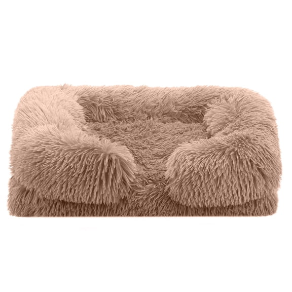 Nisrada Fluffy Plush Orthopedic Foam 1-Stage Dog & Cat Bed, Anti-Slip Kennel Nest, Cozy Orange Sleeping Mat for Large Pets