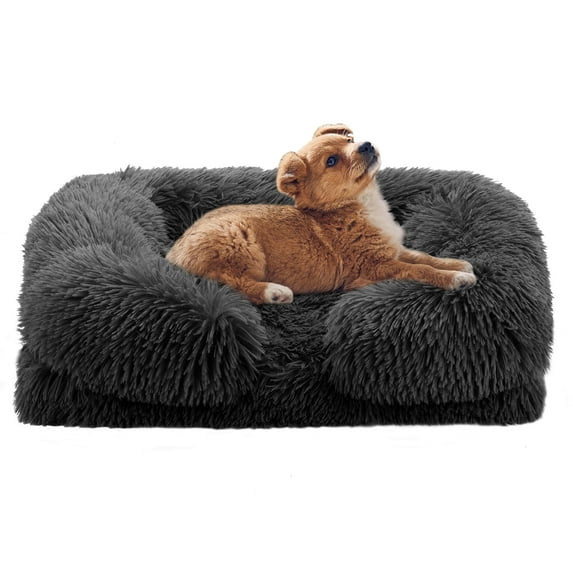 Nisrada Fluffy Plush Orthopedic foam Dog Bed & Cat Bed - Anti-Slip Pet Bed Crate Pad - Machine Washable Kennel Nest, Cozy Sleeping Mat for Small Dogs